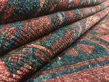 Afghan Rug Hand Knotted Oriental Rug Semi-Antique Turkoman Bukhara Afghan Area Rug 6'8X10'4