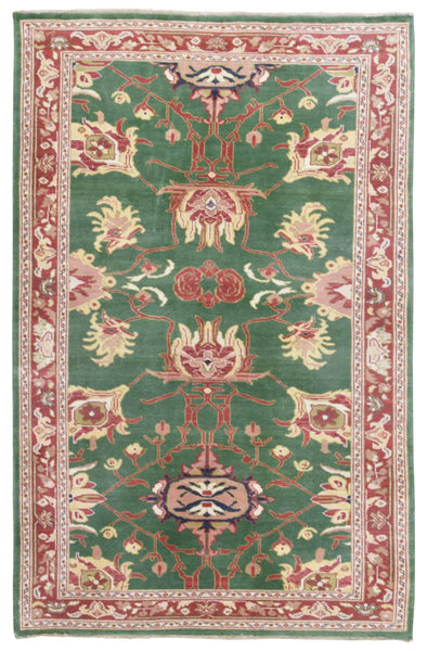 Green and Red Fine Peshawar Oriental Area Rug 3'4X5'1