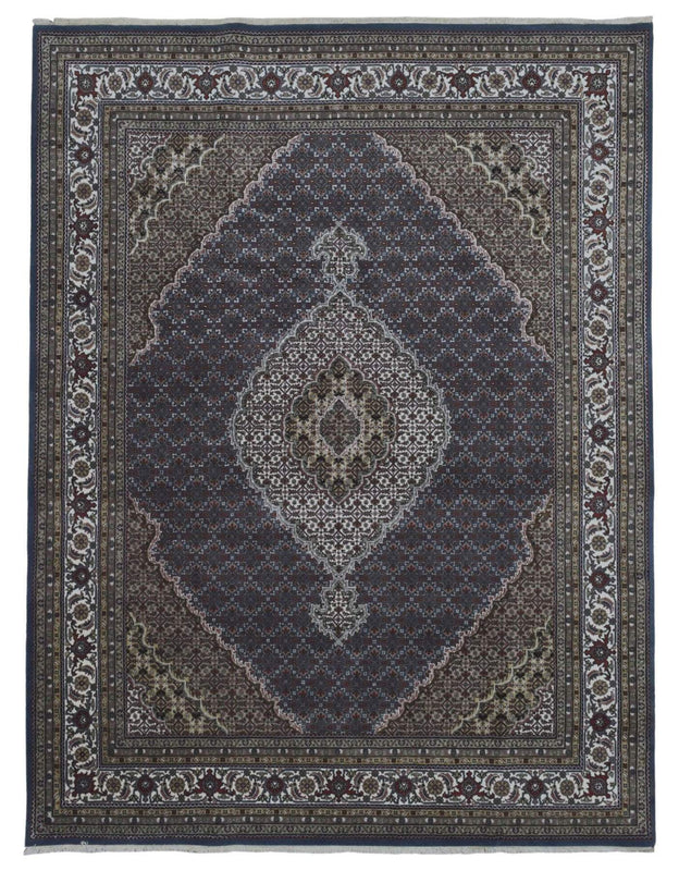 Indian Rug Hand Knotted Oriental Rug Fine Mahi Tabriz With Silk Oriental Rug 7'10X10'2