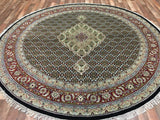 Indian Rug Hand Knotted Oriental Rug Fine Mahi Tabriz With Silk Oriental Rug 8'1X8'1