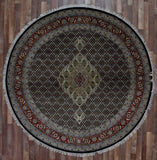 Indian Rug Hand Knotted Oriental Rug Fine Mahi Tabriz With Silk Oriental Rug 8'1X8'1