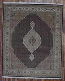 Indian Rug Hand Knotted Oriental Rug Fine Mahi Tabriz With Silk Oriental Rug 8'X9'10