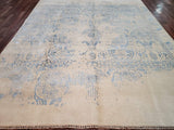 Indian Rug Hand Knotted Oriental Rug Fine Modern Kashan with Blue Silk Area Rug 8'x9'10