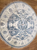 Indian Rug Hand Knotted Oriental Rug Fine Oushak Oriental Round Rug 4'1X4'1