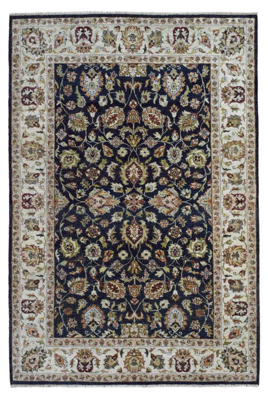 Indian Rug Hand Knotted Oriental Rug Large Fine Kashan Oriental Rug 6'2x9'