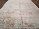 Indian Rug Hand Knotted Oriental Rug Large Modern Kashan Orange Silver Silk Oriental Rug 9'3x11'9
