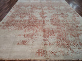 Indian Rug Hand Knotted Oriental Rug Large Modern Kashan Orange Silver Silk Oriental Rug 9'3x11'9