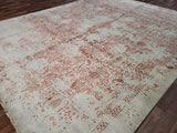 Indian Rug Hand Knotted Oriental Rug Large Modern Kashan Orange Silver Silk Oriental Rug 9'3x11'9