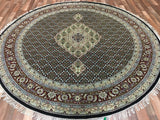Round Mahi Tabriz Oriental Rug With Silk 8'2x8'2