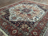 Indian Rug Hand Knotted Oriental Rug Semi-Antique Fine Rare Serapi Oriental Area Rug 8'3 x 9'11