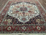 Indian Rug Hand Knotted Oriental Rug Semi-Antique Fine Rare Serapi Oriental Area Rug 8'3 x 9'11