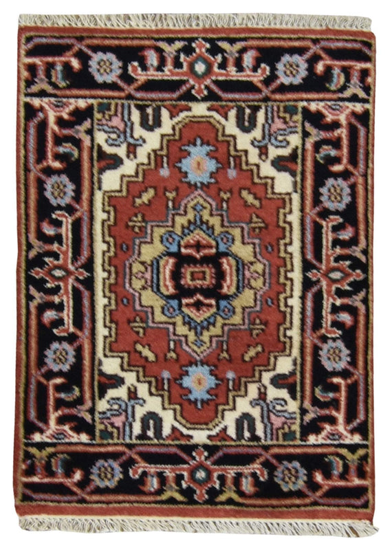 Indian Rug Hand Knotted Oriental Rug Serapi Oriental Area Rug 2'X2'11