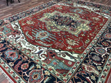 Indian Rug Hand Knotted Oriental Rug Serapi Oriental Area Rug 9'1X11'10