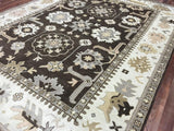 Indian Rug Hand Knotted Oriental Rug Silver Brown Gold Oushak Oriental Rug 9'x11'10