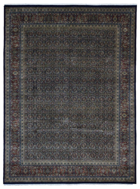 Indian Rug Hand Knotted Oriental Rug Very Fine Estate Herati Large Area Rug 9'x12'1