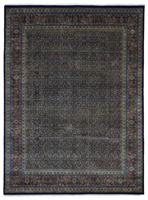 Indian Rug Hand Knotted Oriental Rug Very Fine Estate Herati Large Area Rug 9'x12'1