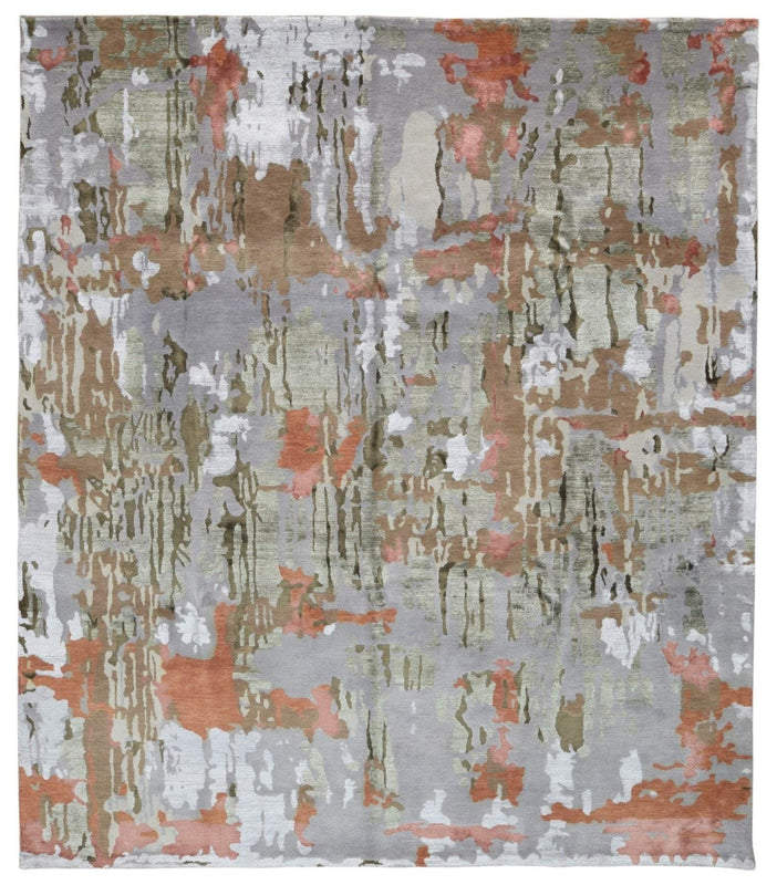 Indian Rug Hand Knotted Oriental Rug Very Fine Modern with Silk Oriental Area Rug 8'2X9'4