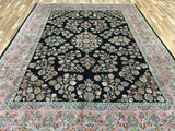 Indian Rug Hand Knotted Oriental Rug Very Fine Sarouk with Silk Oriental Rug 8'9 x 11'10
