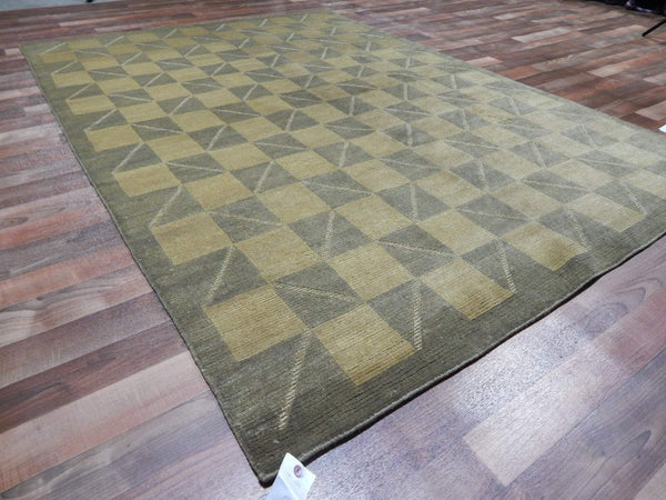 Beautifull Hand Knotted Nepali Geometric Area Rug 6x9 Ft