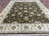 Pakistan Rug Hand Knotted Oriental Rug Large Fine Brown Beige Peshawar Oriental Rug 9'2x12'