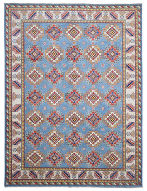 Pakistani Rug Hand Knotted Oriental Rug Large Fine Semi-Antique Symbolic Kazak Area Rug 9'9x12'9