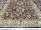 Pakistani Rug Hand Knotted Oriental Rug Large Very Fine SIlk Tabriz Oriental Rug 9'2 x 12'3