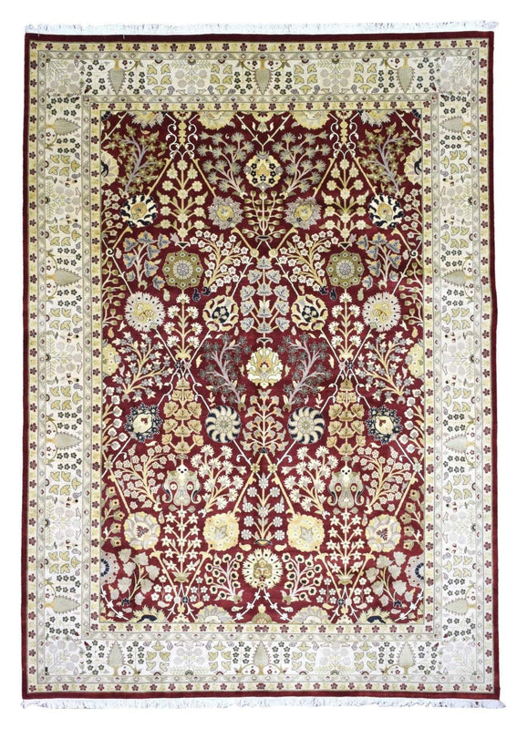 Pakistani Rug Hand Knotted Oriental Rug Very Fine Large Oriental Silk Tabriz Rug 10' x 14'