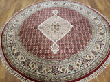 Persian Rug Hand Knotted Oriental Rug Fine Round Silk Tabriz Area Rug 6'8x6'8