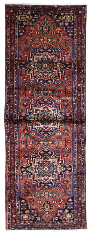 Persian Rug Hand Knotted Oriental Rug Semi-Antique Fine Persian Hamadan Runner 3'4X9'10