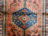 Persian Rug Hand Knotted Oriental Rug Semi-Antique Fine Persian Hamadan Runner 3'6X9'7