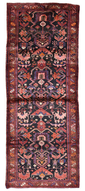 Persian Rug Hand Knotted Oriental Rug Semi-Antique Fine Persian Hamadan Runner 3'9X9'8