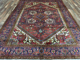 Persian Rug Hand Knotted Oriental Rug Semi-Antique Fine Persian Heriz Oriental Rug 6'6x9'3