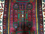 Persian Rug Hand Knotted Oriental Rug Semi-Antique Persian Hamadan Oriental Runner Rug 4'1 x 8'6