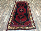 Persian Rug Hand Knotted Oriental Rug Semi-Antique Persian Hamadan Oriental Runner Rug 4'1 x 9'7