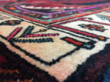 Persian Rug Hand Knotted Oriental Rug Semi-Antique Persian Hamadan Oriental Runner Rug 4'1 x 9'7