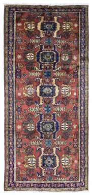 Persian Rug Hand Knotted Oriental Rug Semi-Antique Persian Hamadan Vaulted Rug 4'9 x 10'7