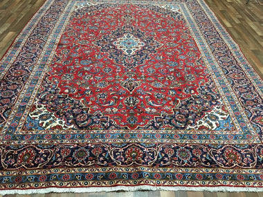 Persian Rug Hand Knotted Oriental Rug Semi-Antique Persian Kashan Rug 9'5 x 12'10