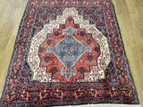 Persian Rug Hand Knotted Oriental Rug Semi-Antique Persian Vaulted Hamadan Rug 4' x 4'8