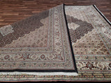 Persian Rug Hand Knotted Oriental Rug Very Fine Mahi Silk Tabriz Rug 9'x12'