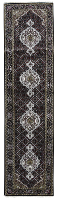 Persian Rug Hand Knotted Oriental Rug Very Fine Persian Silk Tabriz Runner Rug 2'7x12'2