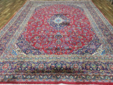 Persian Rug Hand Knotted Oriental Rug Very Fine Semi-Antique Kashan Persian Rug 9'9 x 13'
