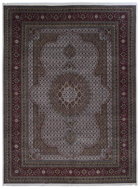 Persian Rug Hand Knotted Oriental Rug Very Fine Silk Mahi Tabriz Area Rug 9'1x12'2