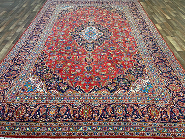 Persian Rug Hand Knotted Oriental Rug Very Fine Persian Kashan 8'11x13'2