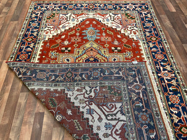 Indian Rug Hand Knotted Oriental Rug Design: Serapi (Origin #1) 9'2x6'2