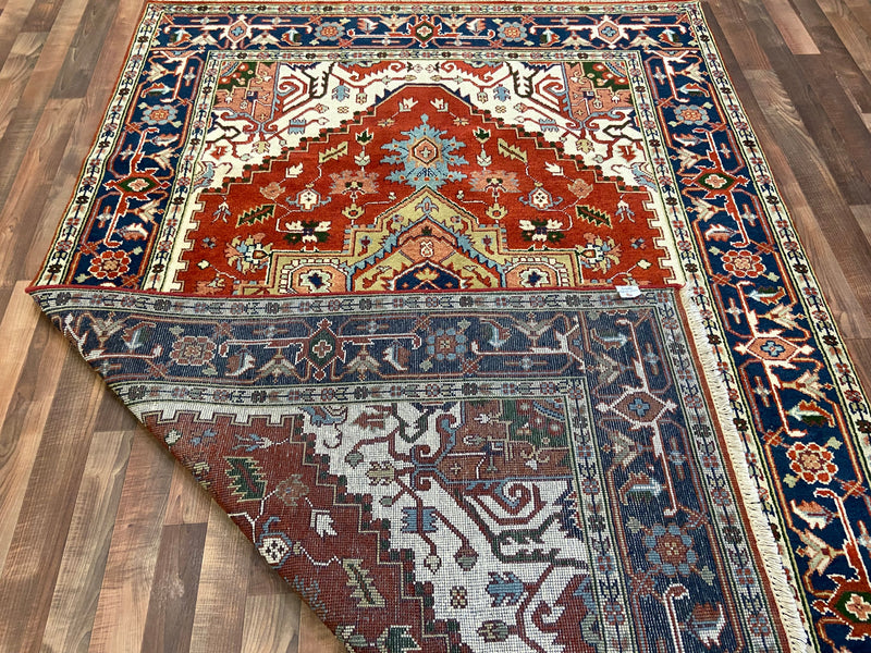 Indian Rug Hand Knotted Oriental Rug Design: Serapi (Origin #1) 9'2x6'2