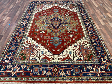 Indian Rug Hand Knotted Oriental Rug Design: Serapi (Origin #1) 9'2x6'2