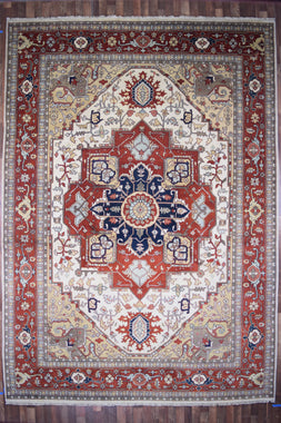 Indian Rug Hand Knotted Oriental Rug Design: Serapi - Origin #150 13'10x9'11