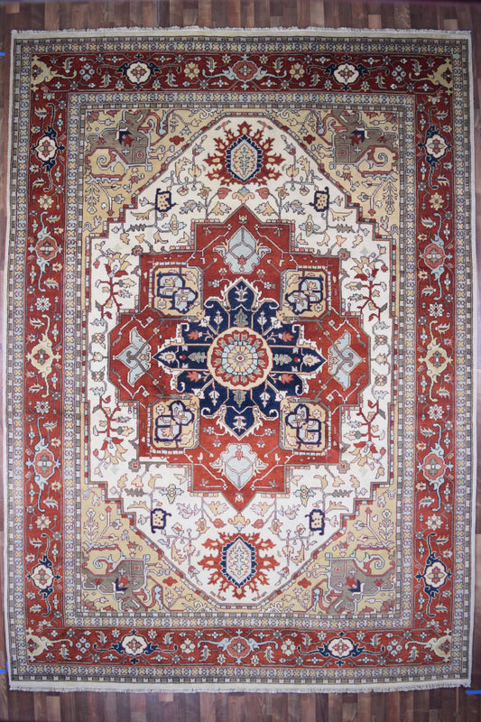 Indian Rug Hand Knotted Oriental Rug Design: Serapi - Origin #150 13'10x9'11
