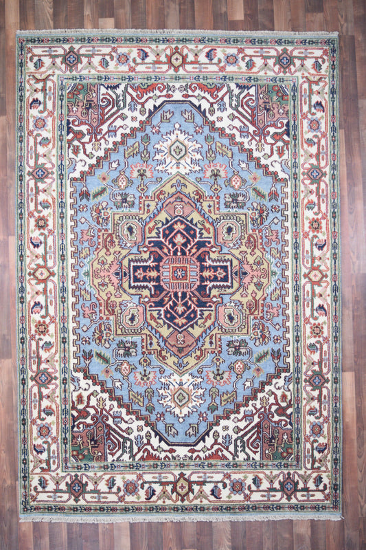 Indian Rug Hand Knotted Oriental Rug Design: Serapi (Origin #7) 8'11x6'0