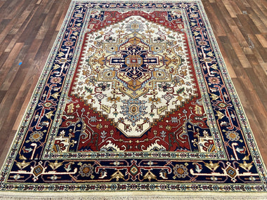 Indian Rug Hand Knotted Oriental Rug Design: Serapi (Origin #8) 5'7x6'0